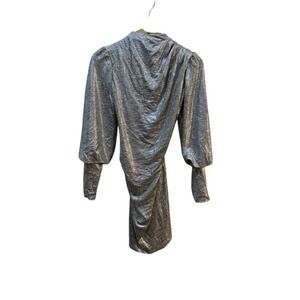 Black Halo‎ Iron Glow Metallic  Dress Size 6 Cutout Back Long Sleeve Bodycon
